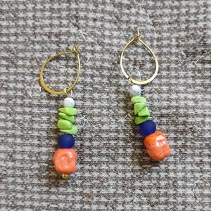 Handmade Green Turquoise Hoop Earrings